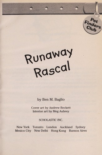 Book cover photo for Runaway Rascal (Pet Finders Club, #9)