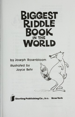 Book cover photo for Biggest Riddle Book in the World