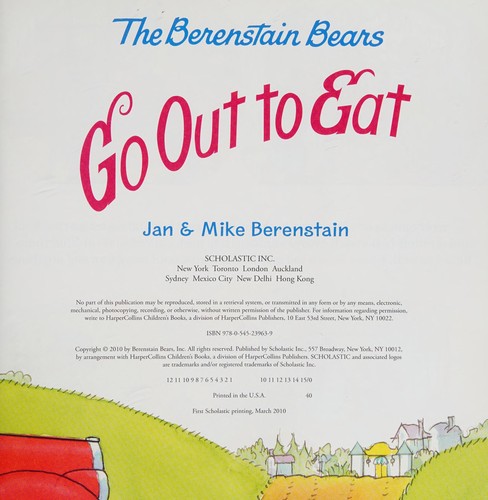 Book cover photo for Berenstain Bears Go Out to Eat