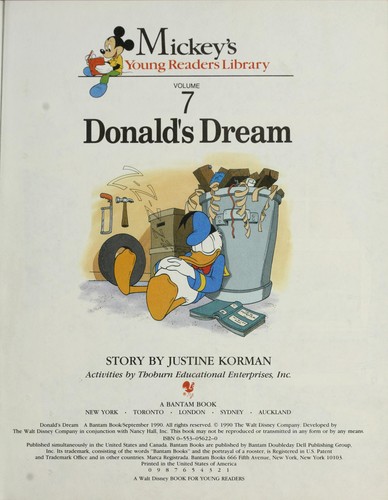 Book cover photo for Donald's Dream (Mickey's Young Readers Library)