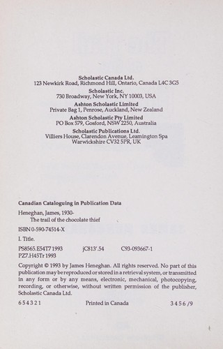 Book cover photo for The Trail of the Chocolate Thief