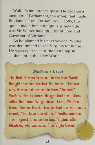 Book cover photo for Sir Walter Raleigh (History Makers Bios)
