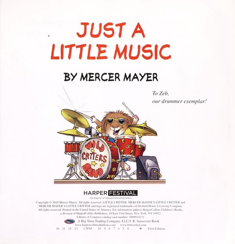 Book cover photo for Little Critter: Just a Little Music
